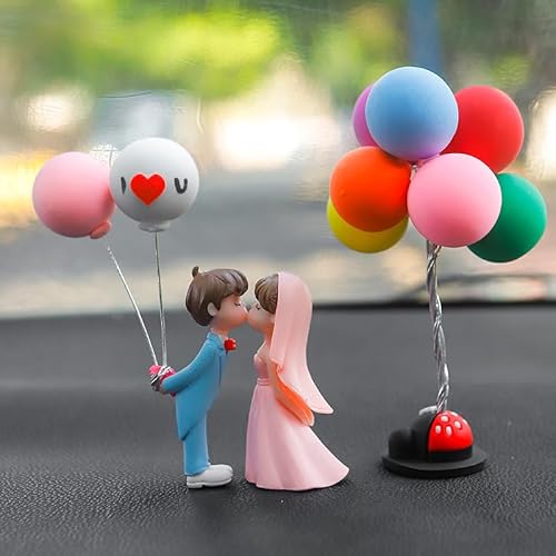 Niedliches Auto Armaturenbrett Ornament, Süße Cartoon-Paare Action-Figur Ballon-Ornament Figuren Paar Puppen mit Ballon Auto Innenraum Deko Figuren Auto-Armaturenbrett-Dekorationen Büro Zimmerdeko