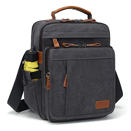 Estarer Umhängetasche Herren Schultertasche 13 Zoll kleine Herrentasche Kuriertasche aus Canvas für Arbeit Schule Reise