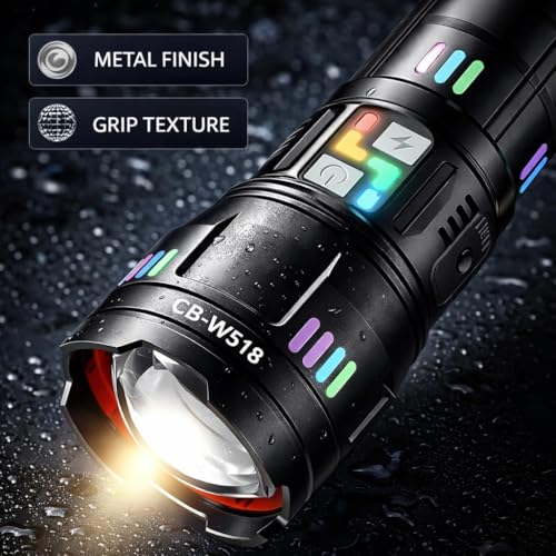 Image of COBA 518 High Power Rechargeable LED Torch, Ultra Bright Flashlight with 2KM Long Range, Zoomable Focus, Long Battery Backup, Waterproof Multipurpose Torch for Home, Outdoor, Travel