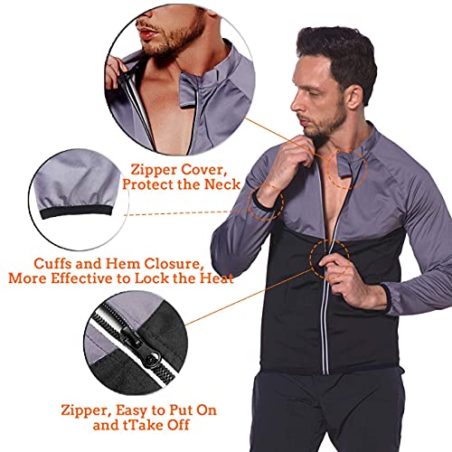 Ningmi Sauna Suit For Men Sweat Jacket Long Sleeve Shirt Workout Zipper Gym Tank Top Body Shaper Slimming Trainer #TOP3