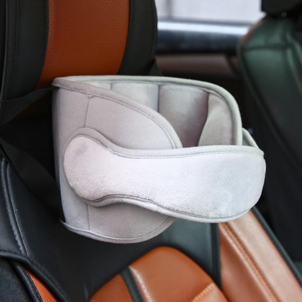 LetCart Car Head Support Pillow for Babies & Kids - Adjustable Safety Headrest with Fixing Band for Strollers & Car Seats (Grey) - Image 2