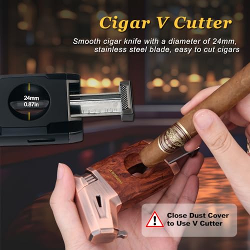 Encendedor HONEST para cigarros con cortador integrado y llama a prueba de viento miniatura 4