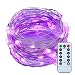 ITART Purple LED String Lights with Remote Timer Dimmable Mini Fairy Lights Battery Operated 50 LED 16.7 Ft Thin Wire Rope Lights for Christmas Dorm Halloween Wedding Bedroom Decoration