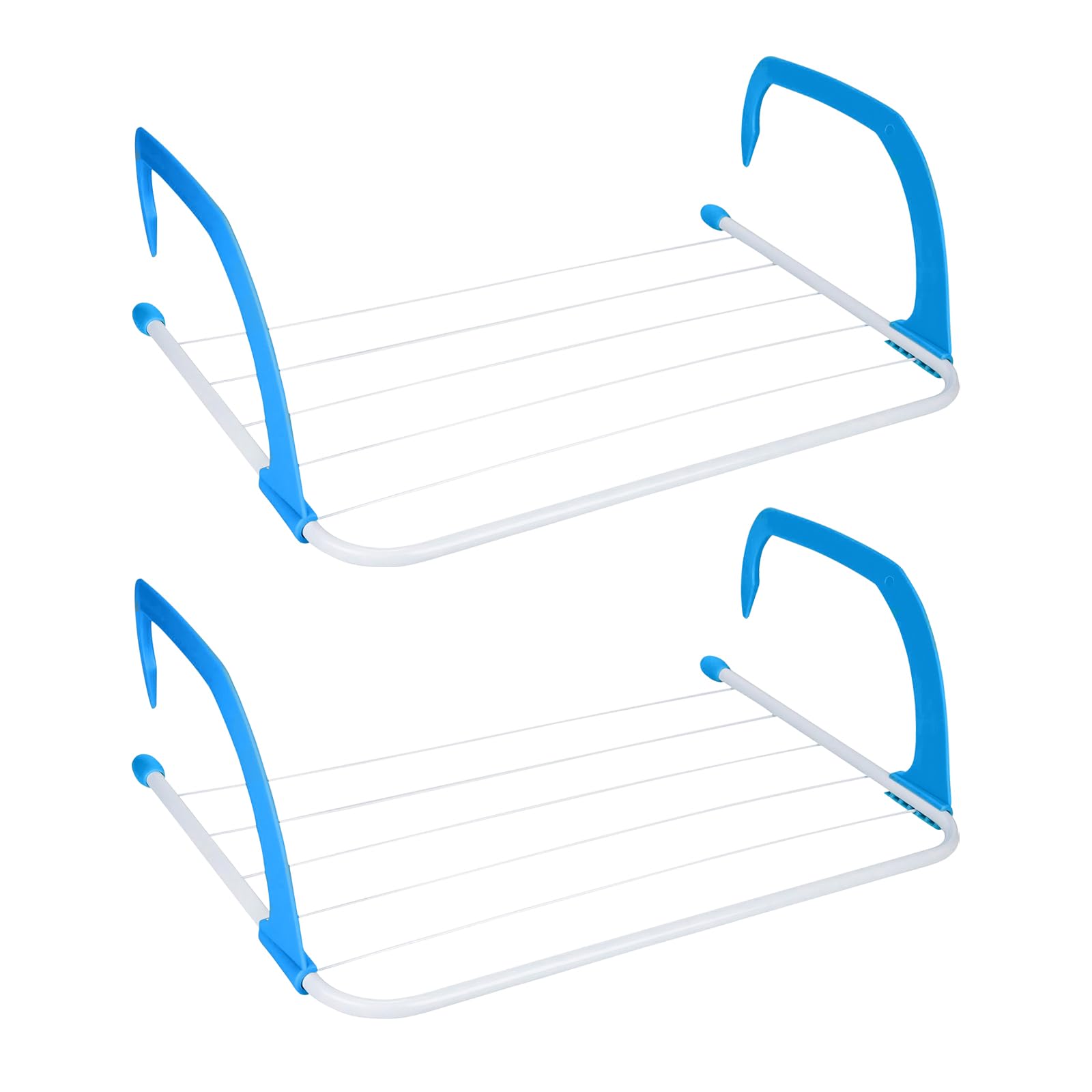 Flatro Radiator Airer 5 Bar - Radiator Clothes Drying Rack - Over Radiator Clothes Airer Indoor - Space Saving Towel Hanging Rail - Radiator Hangers for Drying Clothes (Blue, Pack of 2)