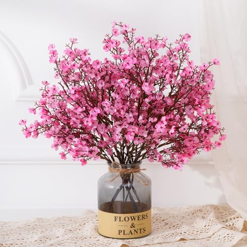 Yastouay Pink Fake Flowers Artificial Flowers, 5 Pcs Real Touch