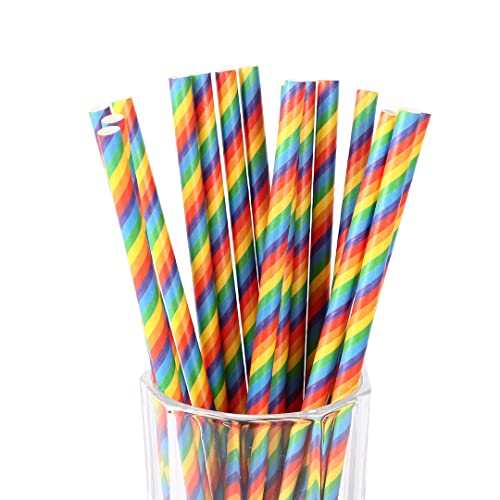 200 Pitillos de Papel Arcoíris 19.7 cm para Fiesta miniatura 1