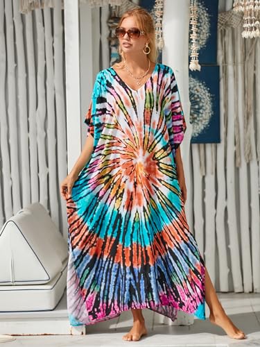 Image of Kaftan Dresses for Women Plus Size Bathing Suit Cover up Caftan Maxi Beach Dresses
