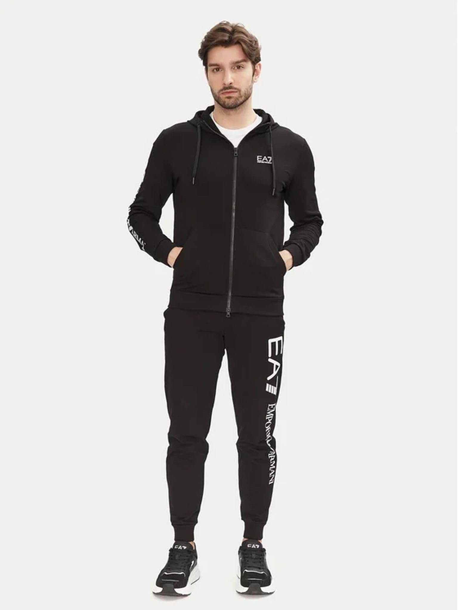 Emporio Armani Felpa con Cappuccio Logo EA7 Series in Cotone