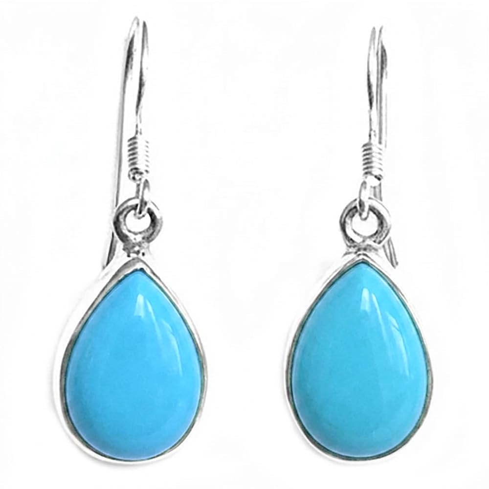 Boucles turquoise Le Luft en argent 925 avec gemmes ovales 10x14mm