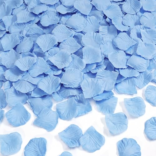 JHZMCRX 1000 Pcs Rose Petals Artificial Silk Flower Petals Romantic Decorations for Wedding Engagement Birthday Event Anniversary Party Backdrop Supplies Light Blue