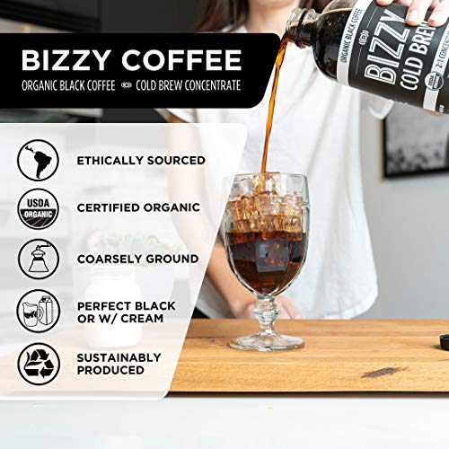 Bizzy Organic Cold Brew Coffee | Concentrate | Perfect for Protein Shakes & Smoothies | Makes 12 Cups, 32 Fl Oz (Pack of 1)