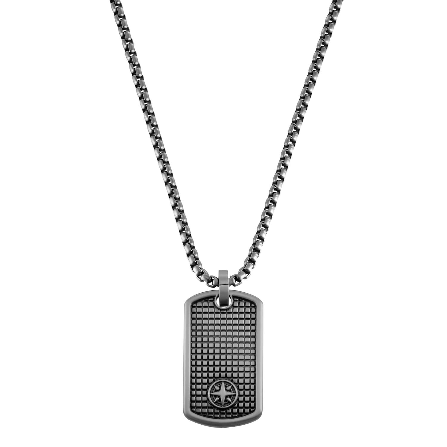 s.Oliver Chain with Pendant Stainless Steel Men's Necklace, 55+5 cm, Grey, Compass, comes in Jewelry Gift box 2036846