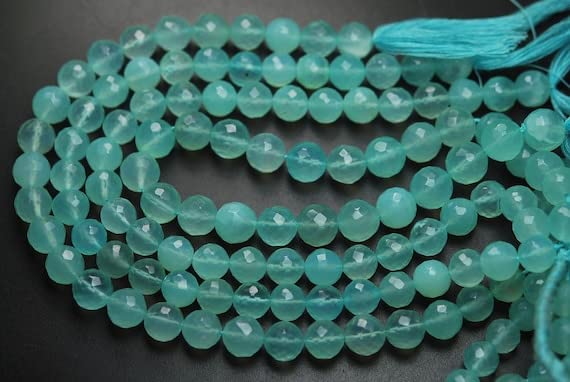 Chalcédoine aqua perles rondelles 8-9mm pour création de collier en pierre naturelle