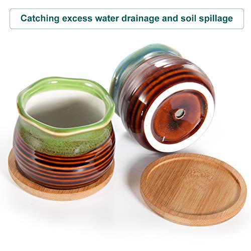 Ehwine 10 Pack 3.2 Inch Bamboo Plant Saucer, Small Plant Trays For Indoor No Holes Bamboo Plates Trays For 2-3 Inch Succulent Pots Plant Pots Indoor Outdoor #TOP2