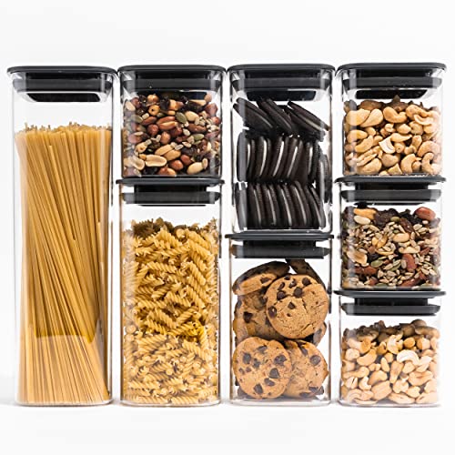 Food-Scape-Airtight-Containers-8-PCS-Set-for-Kitchen-Organization-and-Storage-BPA-Free-with-Space-Saving-Design-For-Use-In-Kitchens-Pantries-and-More-Black