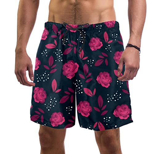 Maillots de bain pour hommes JDEZ short de plage rose à fleurs