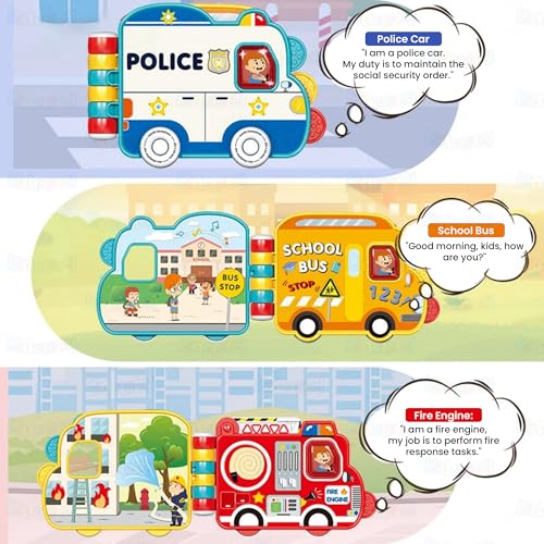 Image of Kidology Beep Montessori Car Book Toy for Toddlers | Interactive Police Car Activity Book with Lights, Music & Sound Effects | Educational Sensory Toy for Babies & Kids