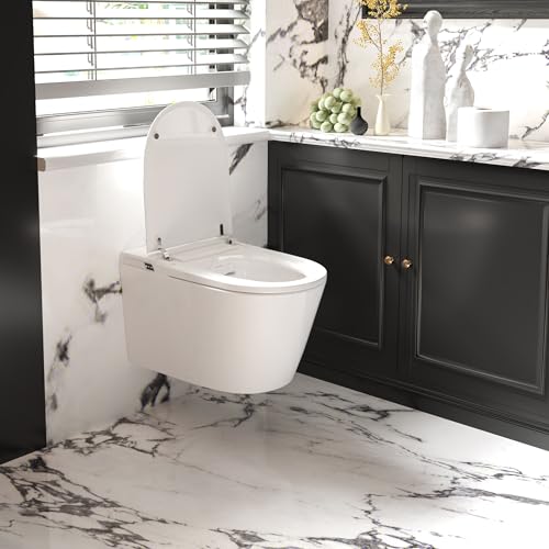 Image of Basic Smart Function Wall Hung Toilet Combo, Built-In Water Tank, Heated Seat,Auto Flush,Foot Sensor Flush,Nightlight, with In-Wall Carrier (No Need to buy an Additional Water Tank)
