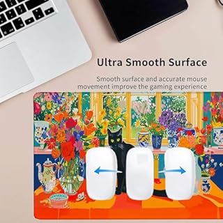 Grand Tapis de Souris Jeu XXL 600x300x3mm avec Bords Cousus, Base en Caoutchouc Naturel antidérapant Durable, Tapis de Clavier Lavable, Les Jeux, la Maison Le Bureau, Table à Manger Pour Chats xR6-491