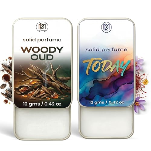 Image of Dr.Mashur Solid Perfume |Woody oud&Today Alcohol Free Wax Perfume Balm, Long Lasting | Pocket Tin 12g, Pack Of 2| Non Greasy Smooth Glide, Travel Friendly Men And Women