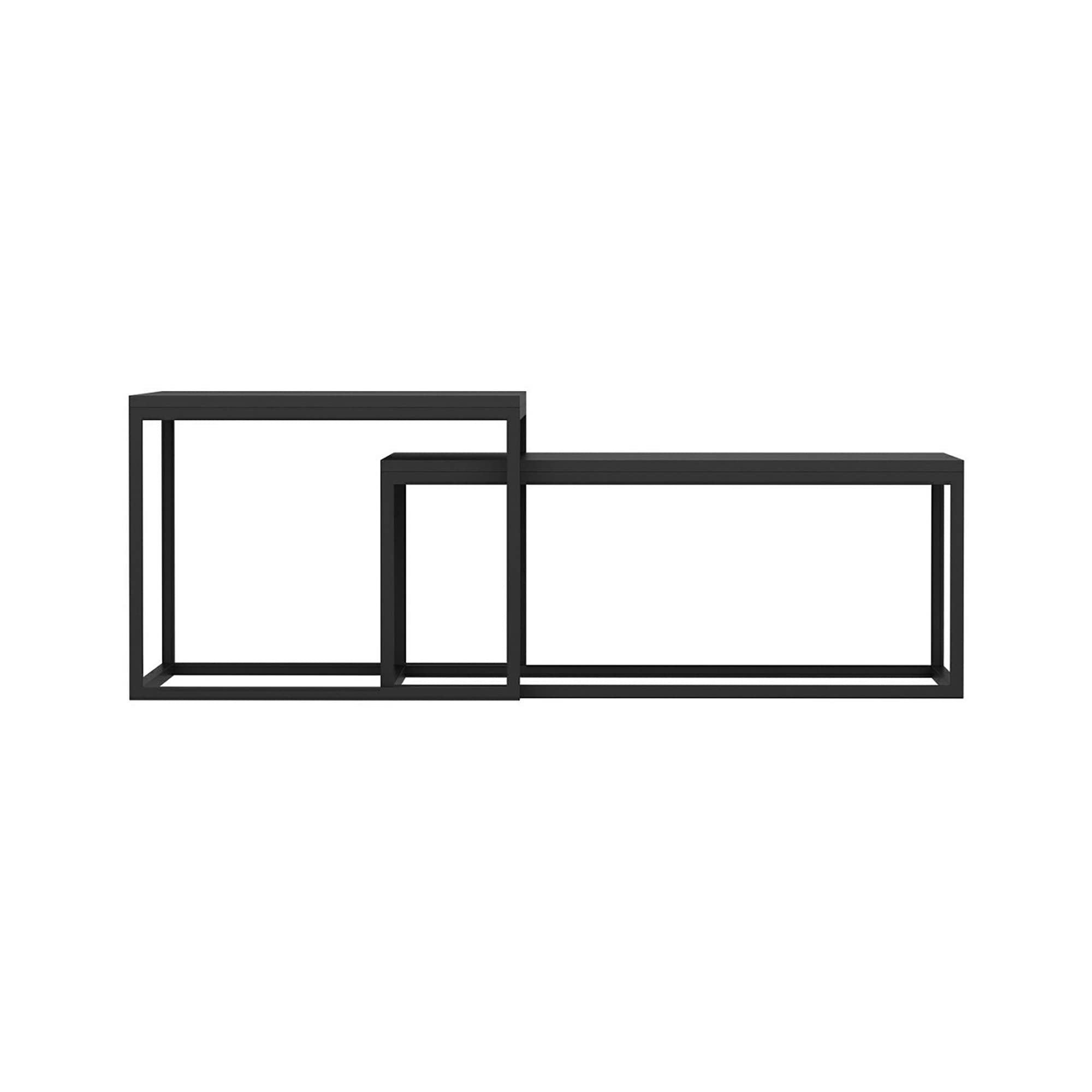 [en.casa] Set de 2 Mesas de Centro Nido Conjunto Juego de 2 Mesas Auxiliares para Salón Varios Tamaños Metal/Aglomerado Negro Mate
