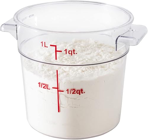 Restaurantware Met Lux - Contenedor de almacenamiento de alimentos de 1 cuarto de galón, 1 recipiente redondo de almacenamiento comercial, tapa se