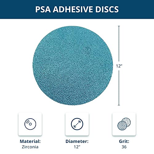 Image of Benchmark Abrasives PSA No Hole 12 Inch Sanding Discs Adhesive Back with Zirconia Grains Automotive DA Orbital Sander Sandpaper - 12 Inch Sanding Disc - Surface Blending (5 Pack), 36 Grit