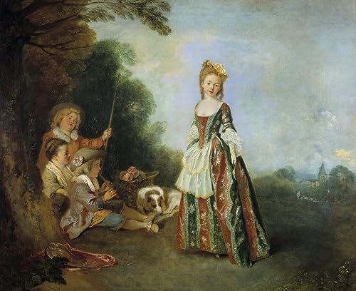 Affiche toile peinture de danse Watteau pour décoration murale chambre