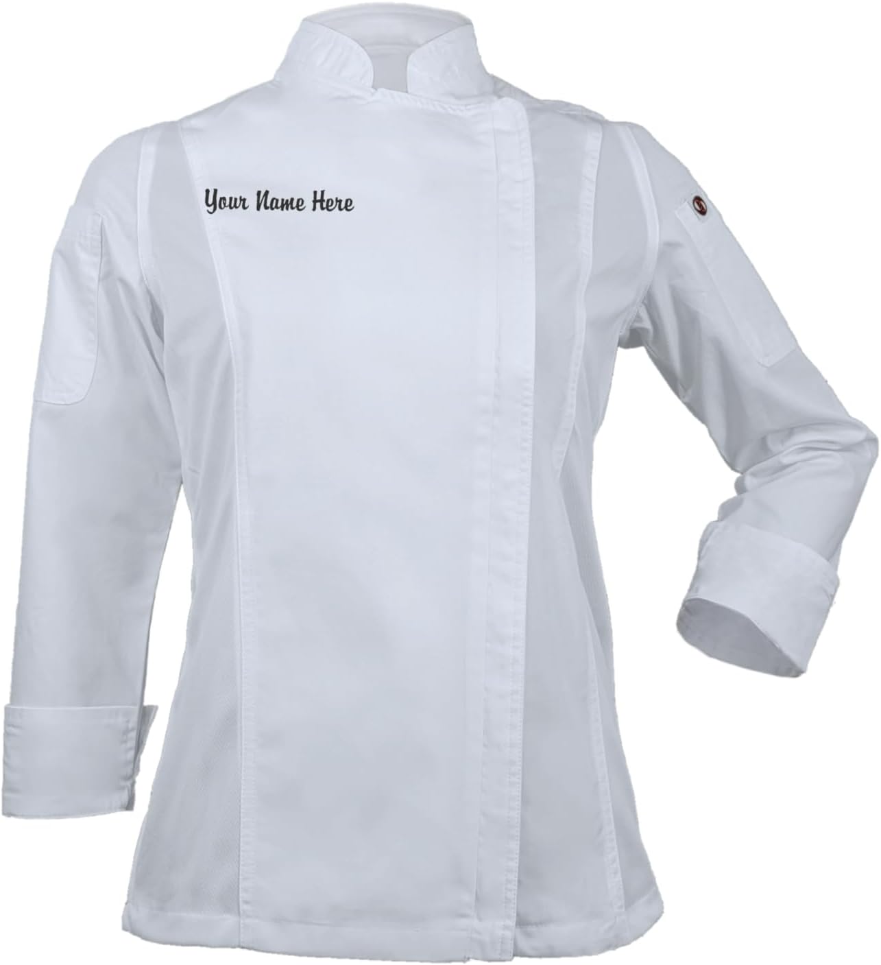 ChefsCloset Personalized Women's Long Sleeve Embroidered Zipper Chef Coat