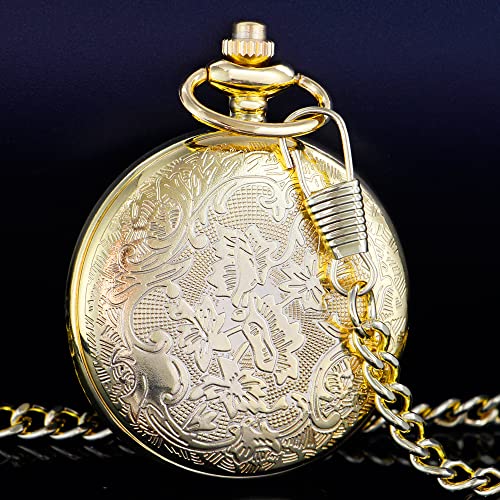 Image of Tiong Roman Numerals Scale Quartz Pocket Watches with Chain Christmas Graduation Birthday Gifts Fathers Day