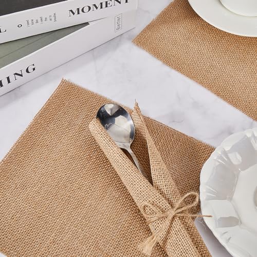 GORGECRAFT 10pcs Natural Burlap Fabric 20 * 20cm Burlap Squares Multipurpose Burlap Centerpiece Rectangle Burlap Placemats Farmhouse Gardening Country Crafts for Christmas Wedding Kitchen Table Decor - Image 4