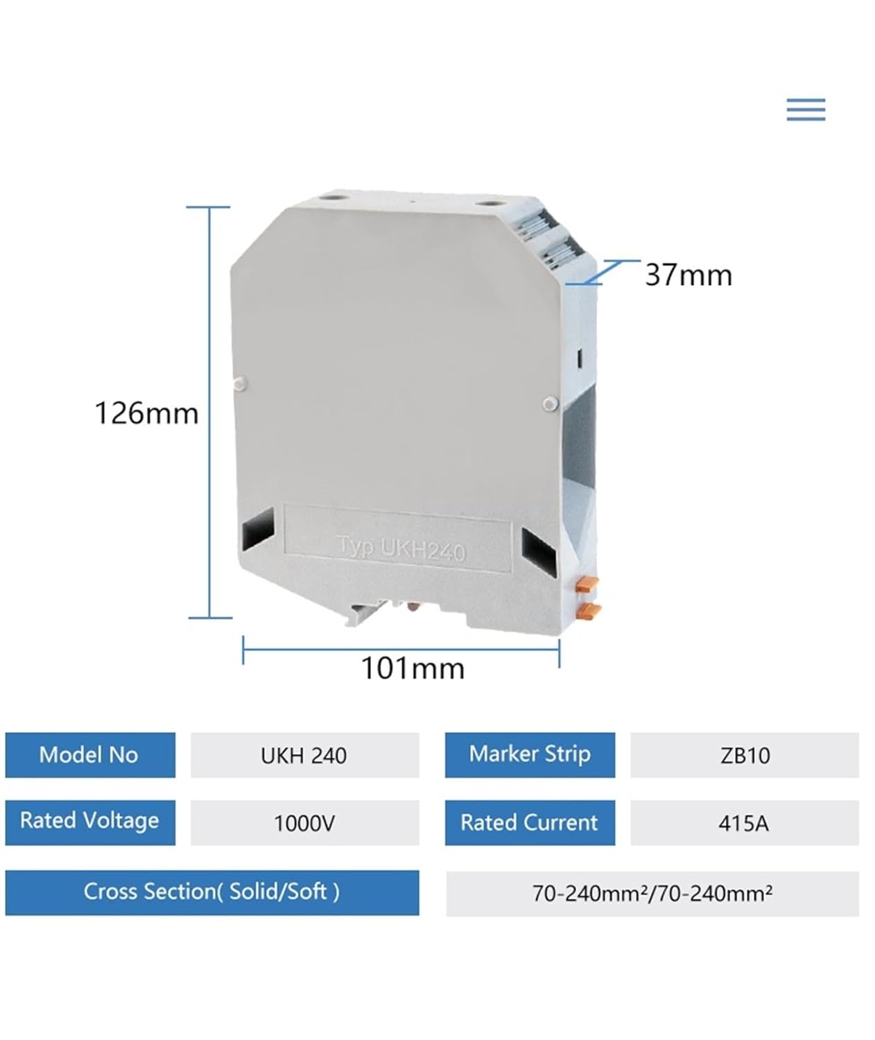 5 Piece Din Rail Terminal Blocks UKH-240 Universal Class Connector Screw Terminal Blocks UKH240