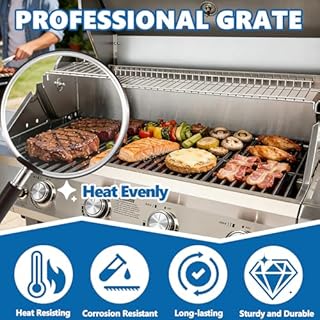 SafBbcue 98888 Grill Grates for Monument Grill 25392 13478 Grill Replacement Parts, Monument Mesa 400 Grill Accessories Parts, Cast Iron Cooking Grids for Monument Grills 4-Burner Propane Gas Grill