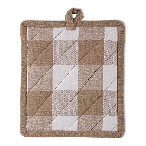 Dii Buffalo Check Kitchen Collection, Classic Farmhouse Kitchen Set, Potholder, One Size, Stone, 2 Piece #TOP1
