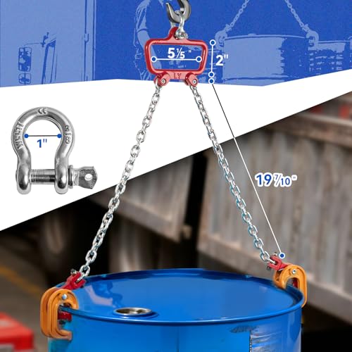 55 Gallon Drum Lift, 2200 lbs Load Capacity, Chain Drum Lifter for 30–55 Gallon Steel Drums, Improved Hook Design Drum Lifting Hook for Forklift Crane Hoist by AIindu - Image 2