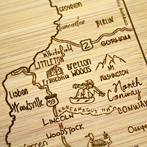 Image of Totally Bamboo A Slice of Life New Hampshire Engraved Map Cutting Board
