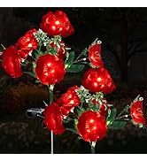 Flumy Solar Lights Outdoor Garden Decor, 4 Pack Solar Garden Lights with 28 Camellia Flowers, IP6...