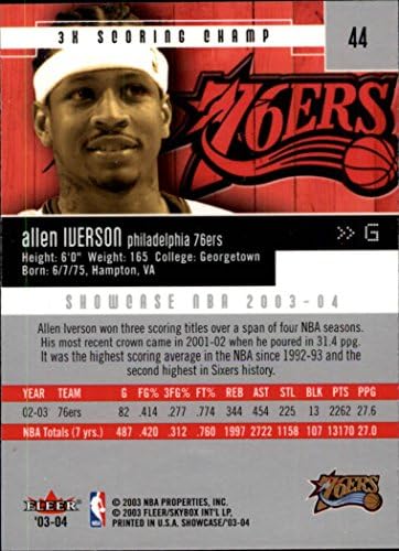 Amazon.com: 2003-04 Fleer Showcase #44 Allen Iverson NBA