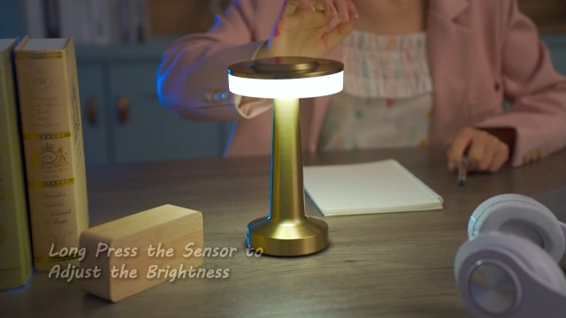 Image of Riakrum 24 Pcs LED Cordless Table Lamp Bulk Rechargeable,Gold | Portable Wireless Lamps, 3 Color Stepless Dimming, 15 Hour Battery, Touch Control, Wedding Home Restaurant Decor