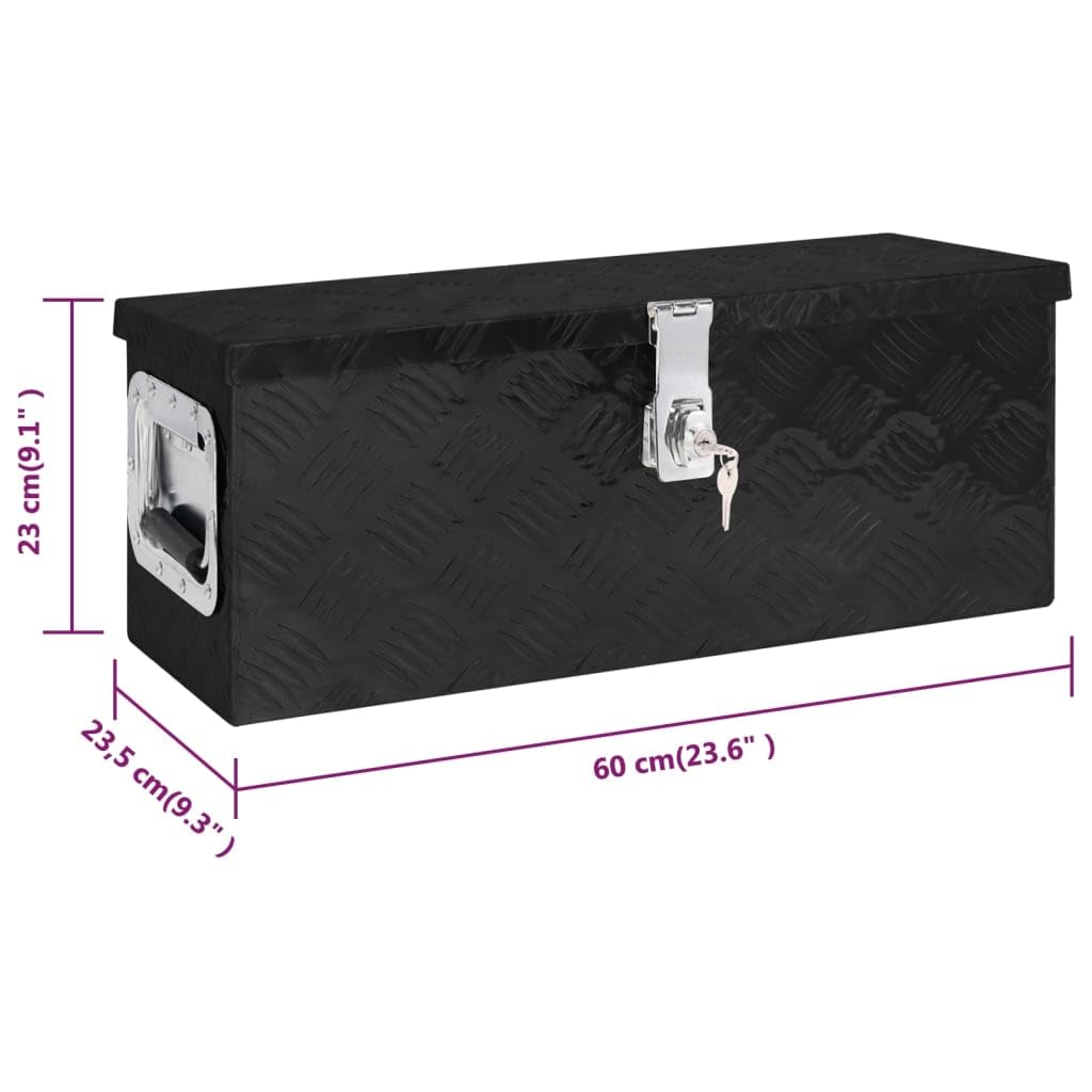 Genérico Caja de almacenaje de Aluminio Negro 60x23,5x23 cm,Bricolaje,Accesorios de Bricolaje,Organización y Almacenamiento de Herramientas,Cajas de herramientas-152249