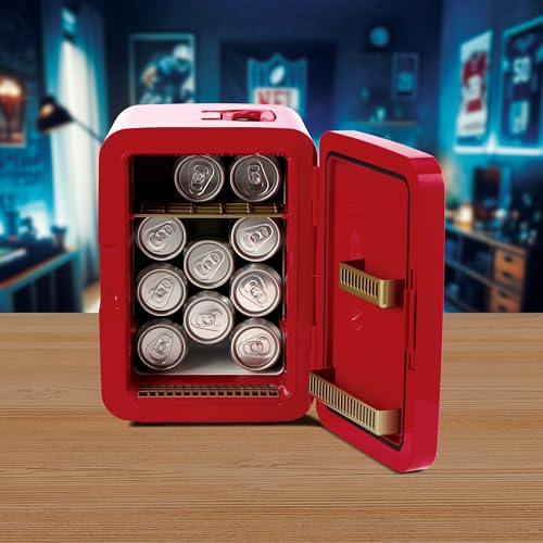 Image of Ukonic NFL San Francisco 49ers 15-Can Mini Fridge 10L - AC /DC Powered, Official Team Colors & Logo, Portable Cooler for Tailgates, Home, Office, or Car