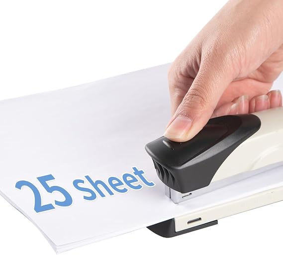 Long Reach Stapler,with 2000 Staples & Stapler Remover Full Strip,20-25 Sheet Capacity,with Built-in Ruler and Adjustable Locking Paper Guide, Gray
