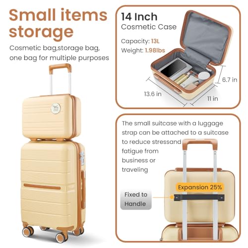 Luggage Sets 4 Piece(14/20/24/28) PP Lightweight & Durable Expandable suitcase (Cream) 5