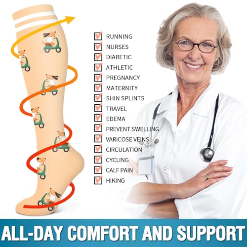 Image of Bluemaple 6 Pack Copper Compression Socks for Women and Men Circulation-Best Support for Medical, Running,Nursing,Athletic