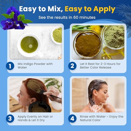 Image of Leaf & Nectar Natural Hair Dye Combo - Henna + Indigo Powder | 100% Pure & Chemical-Free | (180g + 180g = 360gm Total)