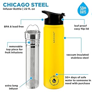 Groschechicagostainlesssteelteainfuserflaskbeveragebottlehotcolddrinkslooseleafteainfusertravelconveniencewaterbottle22flozyellow Urban Country Home Decor Grosche chicago stainless steel tea infuser flask beverage bottle hot cold drinks loose leaf tea infuser travel convenience water bottle 22 fl oz yellow urban country home decor