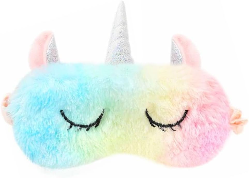 Sleep Eye Mask, Colorful Unicorn Sleeping Mask Eye Mask for Girls Boys Women, Shinywear Cute Animal Fuzzy Sleep Mask, Funny Plush Eye Mask for Sleeping
