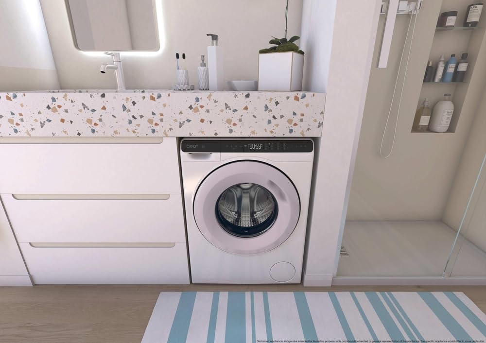 Candy ProWash 700 Mini Lavatrice Mini 5 Kg Salvaspazio, Compatta Slim 51 x 48,8 x 70 cm (LxPxA), Motore Inverter, Classe A, Programma Rapido 15 Min, Connettività WiFi App, CW50-BP12307WU1-S