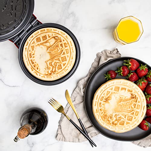 Image of Uncanny Brands Jurassic Park Waffle Maker - T-Rex on Your Waffles - Waffle Iron