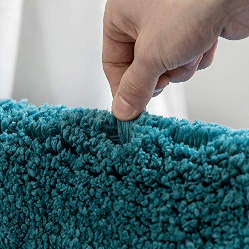 MIULEE Bath Mat Non Slip Absorbent Bathroom Soft luxurious Shower Small Mat Doormat Inside Rugs Kitchen Rugs Carpet Mat Washable for Bathroom Bedroom Kitchen Entrance 40x60 cm Blue Green - Image 3